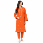 Orange Jacquard Embroidered 2-Piece Suit (Mukesh Handwork)
